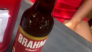 Brazilian Beauty Flirts in Public Bar with Married Man