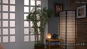 Masseuse Gets ANAL Strap On FUCKED