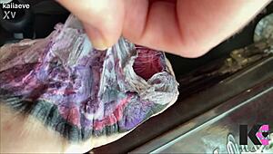 Slow motion fresh tattoo second skin peel with alternative fetish babe