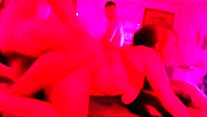 Naughty Brazilian Girl Does Bareback Orgy With Four Friends To Funk Music And Red Lights