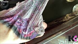 Slow motion fresh tattoo second skin peel with alternative fetish babe