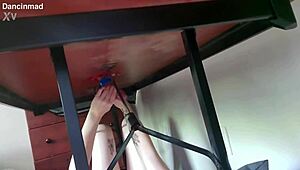 Just a casual table handjob with a big cock involved