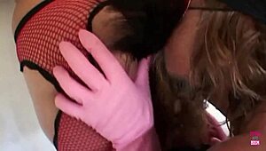 Slutty brunette in high heels orgasms from rough sex and dirty talk.