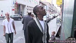 Blonde femdom cuckold takes big black cock facial in high definition