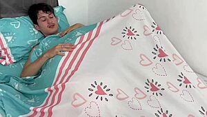 Watching horror movie with horny stepsister ends in rough milking session