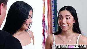Latina Stepsisters Sharing One Cock