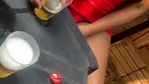 Brazilian Beauty Flirts in Public Bar with Married Man