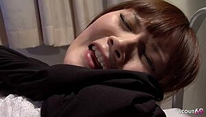Japanese Teen Nurse Seduces for Rough Halloween Roleplay in Hospital