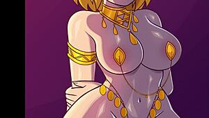 Zelda feels intense pleasure as Urbosa's futanari cock creampies her in this lesbian comic.