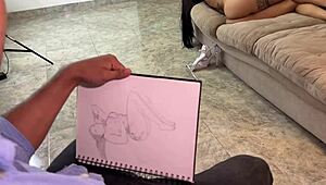 Hey, I couldn't resist masturbating while drawing Colombian Silvana Lee's huge naked tits!