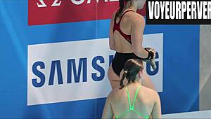 i was hidin and watchin womens high diving in bikinis, young legs and asses