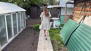 fucking a russian beauty in the countryside in nature, it's so close-up and homemade