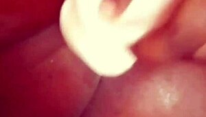 Ebony amateur's solo masturbation with dildo goes viral online.