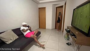 hotwife seizes chance with friend while husband’s out for game