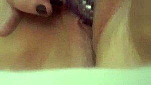 bbw enjoys quick toy insertion fun