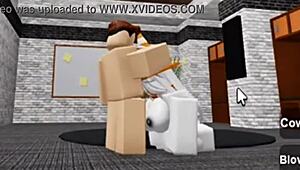 slutty roblox bunny girl sneaks into boys locker room for rough fucking