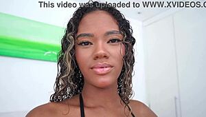 Very slim Brazilian Karina Rose tries pee drinking before banging 3 huge cocks.