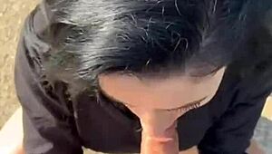 He covers her face with cum after fucking her round ass