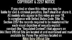 Playful NIKKI BENZ in high heels MASTURBATING outdoors