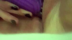 bbw enjoys quick toy insertion fun