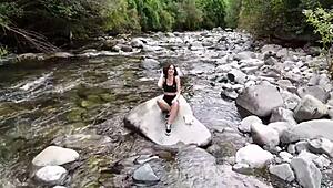 Slutty teen 18+ spots a spying pervert and lures him for double cumshot at hotel