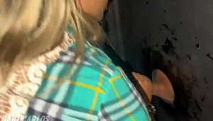 I got used at the gloryhole by a thick cock while my husband watched.