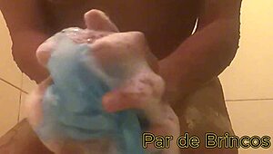 Latina takes bath then sits on big dick to cum