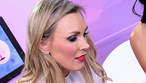 girls kiss and strip in purple room