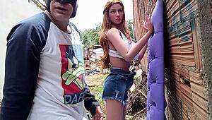 Pervert enjoys eating ass doggy style with toy.