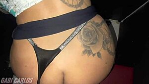 Housewife Used in Gloryhole by Huge Cock. Husband Watches in Awe with Tan Lines Exposed.