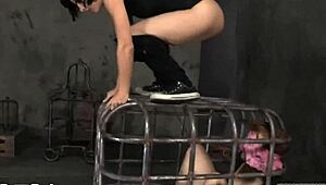 is this useless floozy playing her clits while bound in bdsm, or sucking cock for jizz?