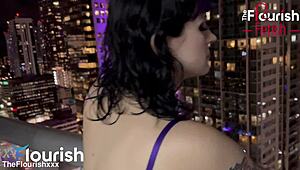 Salem Wolfe in Penthouse BDSM, getting anal from MrFlourish with big black cock. She sucks and rides hard!