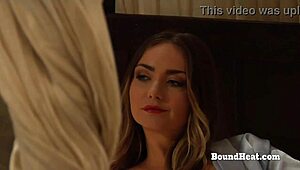 Naughty Naked Lesbian Slaves Showing Off Their Big Boobs and Shaved Pussies