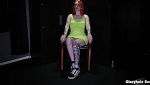 hot fiery inked redhead deepthroats cocks at gloryhole with sloppy sucking