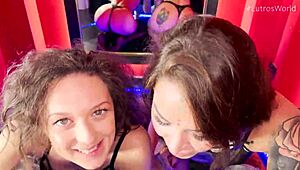 Two Cute Babes in Stockings Share POV Performance