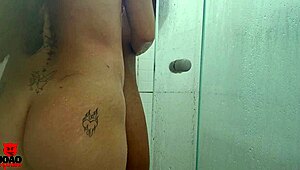 latina roommate joao takes bath after fucking married whore