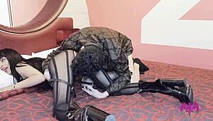 Mexican Roommate Debuts Muff Diving on Shaved Pussy!