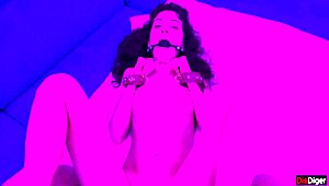 rough anal fuck with gag and ties ends in huge cum on face