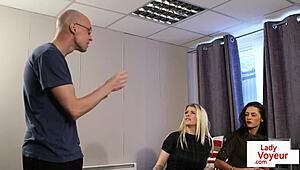 British Femdom Voyeurs Turn Peeping Tom into Sissy