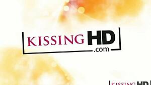 Kissing HD shows natural young 18+ lesbians in deep French kisses