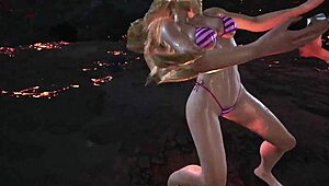 Lili in bikini mod shows big tits in game