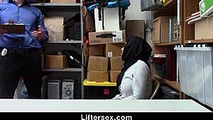 sexy arab busty caught stealing, bent over and fucked hard in garage!