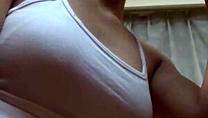 Hey, wanna see this sporty Japanese beauty swallow cum in lace panties?