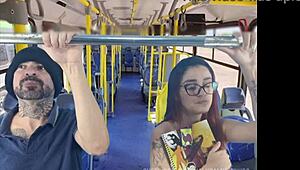 Pretty redhead student groped by stranger on public bus