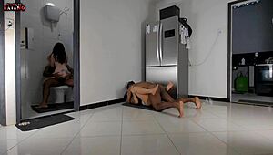 I watch my mom fuck my stepdad in the kitchen. Then I give my ass to my half-brother in the bathroom.