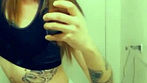 Hot Tranny Slut Touches Her Tiny Clitty in Action