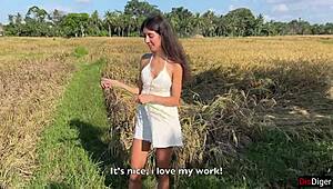 Cute Rice Picker Gets Bent Over For Sex Payment In Public