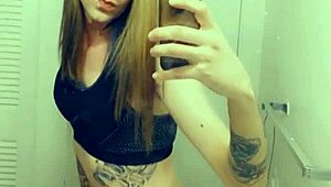 Hot Tranny Slut Touches Her Tiny Clitty in Action