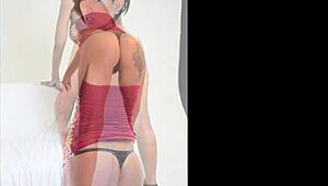 Hey, check out busty tranny Jessica Versace working that big cock solo!