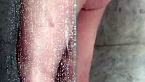 Wife caught in orgasmic shower fucking again